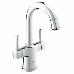 Grohe Grandera Zweigriff- Waschtischbatterie DN 15, L- Size, Schwenkbarer Auslauf, Farbe: Chrom - 21107000
