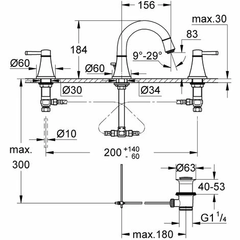 Grohe Grandera 3-Loch-Waschtischbatterie, DN 15, mit Ablaufgarnitur, Farbe: Chrom - 20417000 Grohe Grandera 3-Loch-Waschtischbatterie, DN 15, Mit Ablaufgarnitur, Farbe: Chrom - 20417000 -GROHE Geschäft 16947846 2