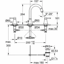 Grohe Grandera 3-Loch-Waschtischbatterie, DN 15, L-Size, Mit Ablaufgarnitur, Farbe: Chrom - 20389000 -GROHE Geschäft 16947848 2