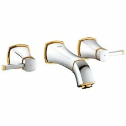 Grohe Grandera 3-Loch-Waschtischbatterie, DN 15, Wandmontage, Ausladung 234mm, Farbe: Chrom / Gold - 20415IG0
