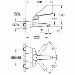 Grohe Waschbeckenarmatur Einhandmischer EuroEco Special 32779 Wandmit Gussauslauf Ausladung 220mm Chr -GROHE Geschäft 17915400 2