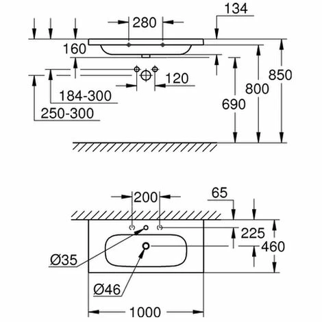 Grohe Möbelwaschtisch Euro Keramik 39585 1000x460mm PureGuard alpinweiß, 3958500H Grohe Möbelwaschtisch Euro Keramik 39585 1000x460mm PureGuard Alpinweiß, 3958500H -GROHE Geschäft 17915925 2