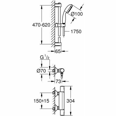 Grohe Brausestangenset Precision Start inkl. Thermostat Grohe Brausestangenset Precision Start Inkl. Thermostat -GROHE Geschäft 20340745 3