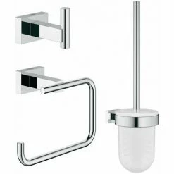 Grohe Essentials Cube WC-Set 3 In 1 Chrom Glänzend Papierhalter Haken WC-Bürste