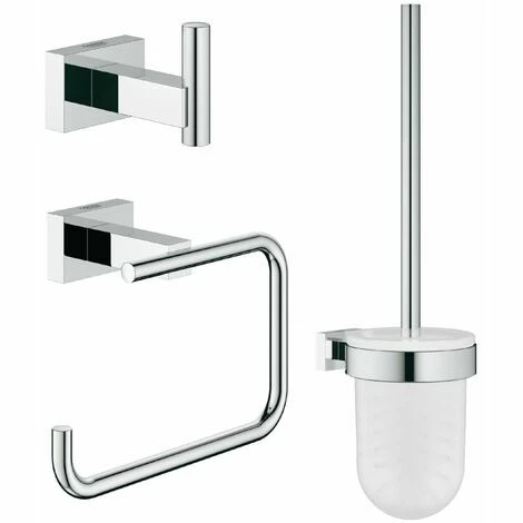 Grohe Essentials Cube WC-Set 3 In 1 Chrom Glänzend Papierhalter Haken WC-Bürste 3 Grohe Essentials Cube WC-Set 3 In 1 Chrom Glänzend Papierhalter Haken WC-Bürste