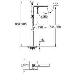 Grohe Einhebelmischer Wannenarmatur Eurocube Joy 23667 Fertigmontageset Bodenmontage Chrom, 23667001 -GROHE Geschäft 21840906 2