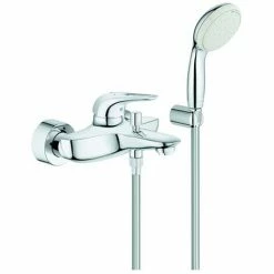 Grohe Einhebel-Wannenarmatur Eurostyle 33592 Mit Wandhalterset Hebel Offen Chrom
