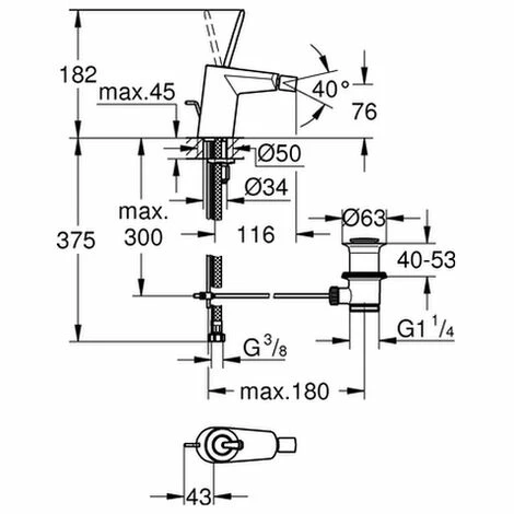 Grohe Einhandmischer Bidetbatterie Eurodisc Joystick 24036 einlochmontage chrom, 24036000 Grohe Einhandmischer Bidetbatterie Eurodisc Joystick 24036 Einlochmontage Chrom, 24036000 -GROHE Geschäft 23035919 2
