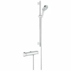 Grohe Thermostat-Brausearmatur GrohTherm 2000 34482 Mit Brausegarnitur Power&Soul Chrom, 34482001