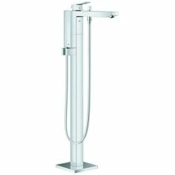 Grohe Einhebelmischer Wannenarmatur Eurocube 23672 Fertigmontageset Bodenmontage Chrom, 23672001