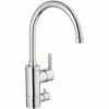 Grohe Feel Küchenarmatur 31202000 | Schwenkbarer Einhebelmischer | SilkMove Keramikkartusche | StarLight Oberfläche | Mengenbegrenzer | Flexschläuche | Spültischarmatur | Chrom | 09318 7