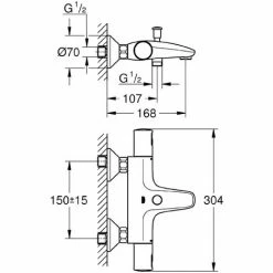 Grohe Wannenarmatur Precision Start, 34598000, Thermostatbatterie Für Wanne Mit TurboStat Kompaktkartusche, Dehnstoff-Thermoelement, Temperaturbegrenzer, StarLight Oberfläche, Chrom, 09716 1 -GROHE Geschäft 24887734 3