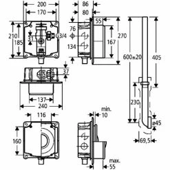 Grohe Druckspüler, 37153000, Für WC, Mit Vorabsperrung, Spülstromregulierung, Einbaukasten Mit Durchspülbogen, 21412 4 -GROHE Geschäft 24887814 2