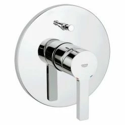 Grohe Lineare Einhand Wannenbatterie, Runde Rosette, Automatische Umstellung Wanne/ Brause, Farbe: Supersteel - 19297DC1