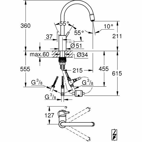 Grohe Concetto Einhand-Spültischbatterie, DN 15, Niederdruck für offene Warmwasserbereiter, Laminarbrause, chrom - 31212003 Grohe Concetto Einhand-Spültischbatterie, DN 15, Niederdruck Für Offene Warmwasserbereiter, Laminarbrause, Chrom - 31212003 -GROHE Geschäft 25040344 2
