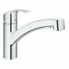 Grohe Eurosmart Einhand-Spültischbatterie DN 15, Flacher Auslauf, Dual Spülbrause, Laminarstrahl/SpeedClean Brausestrahl, Farbe: Chrom - 30305000 -GROHE Geschäft 25041010 1