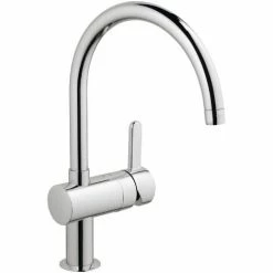 Grohe Spültischarmatur Flair C, 32452, Einhandmischer Für Spüle Mit SilkMove Keramikkartusche, StarLight Oberfläche, Schnell-Montage-System, Anschlagbegrenzung, Chrom, 09545 7
