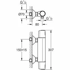 Grohe Duscharmatur Precision Trend, 34229002 Thermostatbatterie Für Brause Mit StarLight Oberfläche, Kompaktkartusche Mit Dehnstoff-Thermoelement, Wasserspar-Technologie, Chrom, 09717 8 -GROHE Geschäft 26286939 2