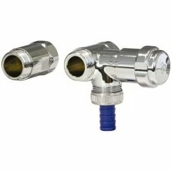 Grohe Geräteanschlussarmatur, 41043000, Geräte-Ventilbatterie Zum Anschluss An Wandbatterien, Anschluss Rechts, Mit Fettkammeroberteil, Rückflussverhinderer, 3/4 Zoll, Messing, Chrom, 17516 6