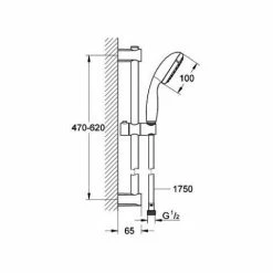 Grohe Duschset Vitalio Start 2, 27948000, Brausegarnitur Mit StarLight Oberfläche, SpeedClean Antikalk-System, CoolTouch Sicherheitsgehäuse, Wandstange (60 Cm), Brauseschlauch (175 Cm), Chrom, 20853 6 -GROHE Geschäft 26287025 3