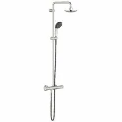 Grohe Duschsystem Vitalio Start, 27960000 Mit Durchflusskonstanthalter, EcoJoy Technologie, StarLight Oberfläche, SpeedClean Antikalk-System, Metallgriff, Chrom, 20899 4