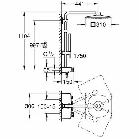 GROHE Duschsystem Euphoria SmartControl System 310 Cube Duo 26508, mit Aufputz-Thermostatbatterie, Wandmontage, horizontaler Duscharm 450 mm, cool sunrise gebürstet GROHE Duschsystem Euphoria SmartControl System 310 Cube Duo 26508, Mit Aufputz-Thermostatbatterie, Wandmontage, Horizontaler Duscharm 450 Mm, Cool Sunrise Gebürstet -GROHE Geschäft 26325613 2
