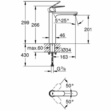 GROHE EH-Waschtischbatterie Eurosmart C 23921 XL-Size chrom, 23921000 GROHE EH-Waschtischbatterie Eurosmart C 23921 XL-Size Chrom, 23921000 -GROHE Geschäft 26325673 2