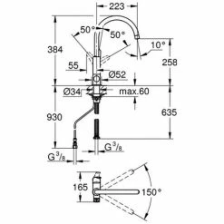 GROHE EH-SPT-Batterie GROHE Blue Pure BauCurve 31723 C-Auslauf Chrom, 31723000 -GROHE Geschäft 26326139 2