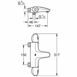 GROHE THM-Wannenbatterie Grohtherm 1000 34156_3 Wandmont. Ohne Anschlüsse Chrom, 34156003 -GROHE Geschäft 26326252 2