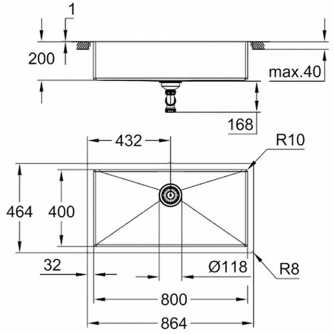 GROHE Edelstahlspüle K700 31580_1 1 Becken 864 X 464mm, 31580SD1 4 GROHE Edelstahlspüle K700 31580_1 1 Becken 864 X 464mm, 31580SD1 – Bild 2
