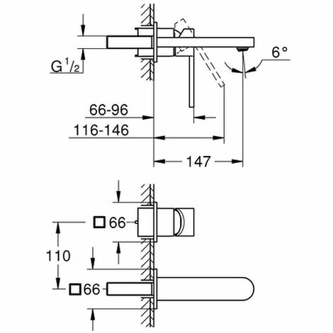 GROHE 2-L-WT-Wandbatterie Plus 29303_3 FMS für 23200 Ausladung 147mm supersteel, 29303DC3 GROHE 2-L-WT-Wandbatterie Plus 29303_3 FMS Für 23200 Ausladung 147mm Supersteel, 29303DC3 -GROHE Geschäft 26326493 2