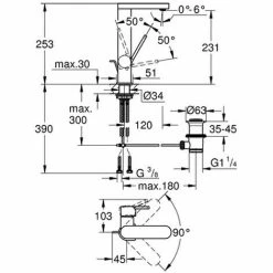 GROHE EH-WT-Batterie Plus 23851_3 L-Size Ausziehbarer Auslauf Supersteel, 23851DC3 -GROHE Geschäft 26326627 2