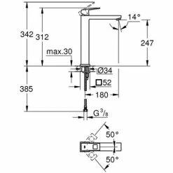 GROHE EH-WT-Batterie Eurocube 23406 Für Freisteh. Waschschüsseln Supersteel, 23406DC0 -GROHE Geschäft 26326648 2