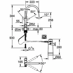 GROHE EH-SPT-Batterie GROHE Blue Pure BauCurve 30385 C-Auslauf Chrom, 30385000 -GROHE Geschäft 26326678 2