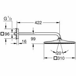 GROHE Kopfbrauseset Rainshower 310 Mono Cube 26564 BA 422mm 9,5l Hard Graphite, 26564A00 -GROHE Geschäft 26327966 2