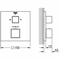 GROHE THM-Wannenbatterie Grohtherm Cube 24155 FMS Für 35600 Hard Graphite Gebürstet, 24155AL0 -GROHE Geschäft 26328591 2
