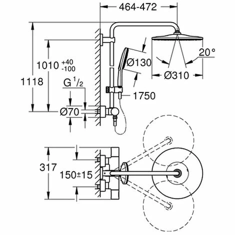 GROHE Duschsystem Rainshower SmartActive 310 26648 THM KB 26558 chrom, 26648000 GROHE Duschsystem Rainshower SmartActive 310 26648 THM KB 26558 Chrom, 26648000 -GROHE Geschäft 26329243 2