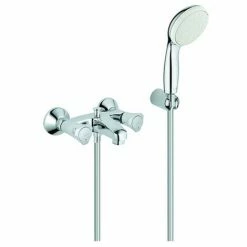 Grohe 2-Griff-Wannenarmatur Costa 25460 Mit Tempesta Wandhalterset Chrom
