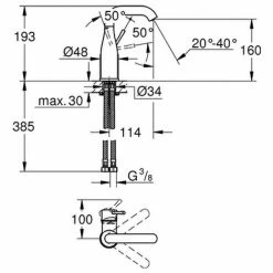 Grohe Einhandmischer Waschtischarmatur Batterie Essence 23463 M-Size U-Auslauf Glatter Körper Chrom, 23463001 -GROHE Geschäft 26555787 2
