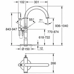 GROHE Einhand-Wannenbatterie Atrio 32653_3, Bodenmontage, Fertigmontageset Für 45 984, Mit Brauseset, Cool Sunrise -GROHE Geschäft 26556401 2