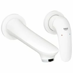 Grohe 2 Loch Waschtischarmatur Wandbatterie Eurostyle 29097 Fms Hebel Geschlossen Moon White, 29097LS3
