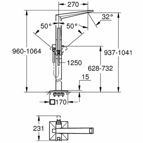 Grohe Einhand Wannenbatterie Allure Brilliant 23119 FMS Bodenmontage supersteel, 23119DC0 Grohe Einhand Wannenbatterie Allure Brilliant 23119 FMS Bodenmontage Supersteel, 23119DC0 -GROHE Geschäft 26559185 2