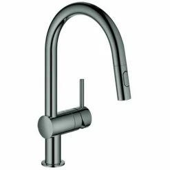Grohe Einhand Spültischbatterie Minta 32321 C-Auslauf Spülbrause Hard Graphite, 32321A02