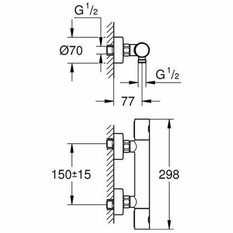 Grohe Thermostat -Brausearmatur GrohTherm 1000 C 34065 Wandmontage hard graphite Grohe Thermostat -Brausearmatur GrohTherm 1000 C 34065 Wandmontage Hard Graphite -GROHE Geschäft 26560141 2