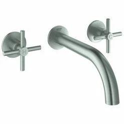Grohe 3 Loch Waschtischarmatur Atrio 20164 Fertigmontageset Kreuz-Griff Supersteel, 20164DC3