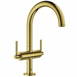 GROHE Waschtisch-Einlochbatterie Atrio 21022_3, L-Size, Mit Hebelgriffen, Push-open Ablaufgarnitur 1 1/4'', Cool Sunrise