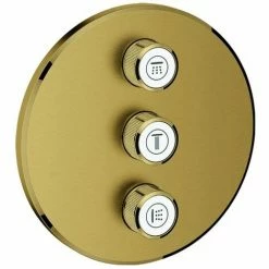 GROHE 3-fach Unterputzventil Grohtherm SmartControl 29122, Fertigmontageset Für Rapido SmartBox, Wandrosette Rund, Cool Sunrise Gebürstet