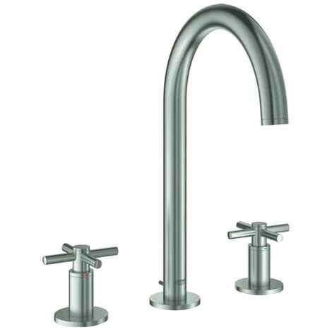Grohe 3 Loch Waschtischarmatur Atrio 20008 Rohrauslauf Kreuz-Griff Supersteel, 20008DC3 3 Grohe 3 Loch Waschtischarmatur Atrio 20008 Rohrauslauf Kreuz-Griff Supersteel, 20008DC3