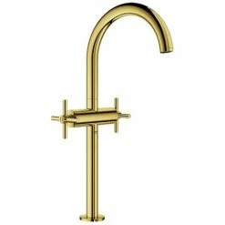 GROHE Waschtisch-Einlochbatterie Atrio 21044_3, XL-Size, Für Freistehende Waschschüsseln, Push-open Ablaufgarnitur 1 1/4'', Mit Kreuzgriffen, Cool Sunrise