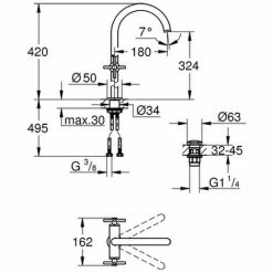 Grohe Waschtisch Batterie Atrio 21044 XL-Size Kreuzgriff Warm Sunset, 21044DA3 3 Grohe Waschtisch Batterie Atrio 21044 XL-Size Kreuzgriff Warm Sunset, 21044DA3 -GROHE Geschäft 26570720 2
